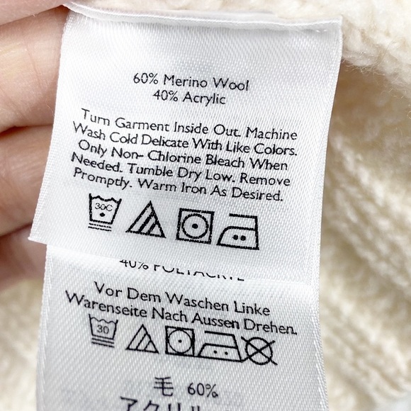 Eddie BAUER Ivory Cable Knit Sweater with button up turtleneck - Picture 6 of 6